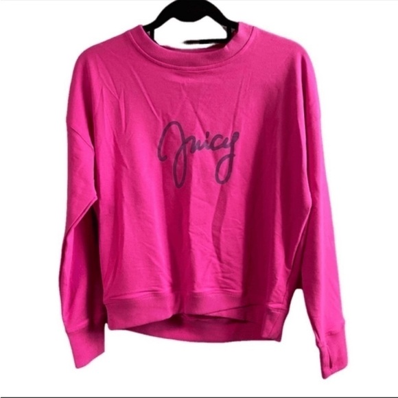 NWT Juicy Couture Sport graphic long sleeves pink crewneck sweatshirt. Small. - Picture 1 of 6